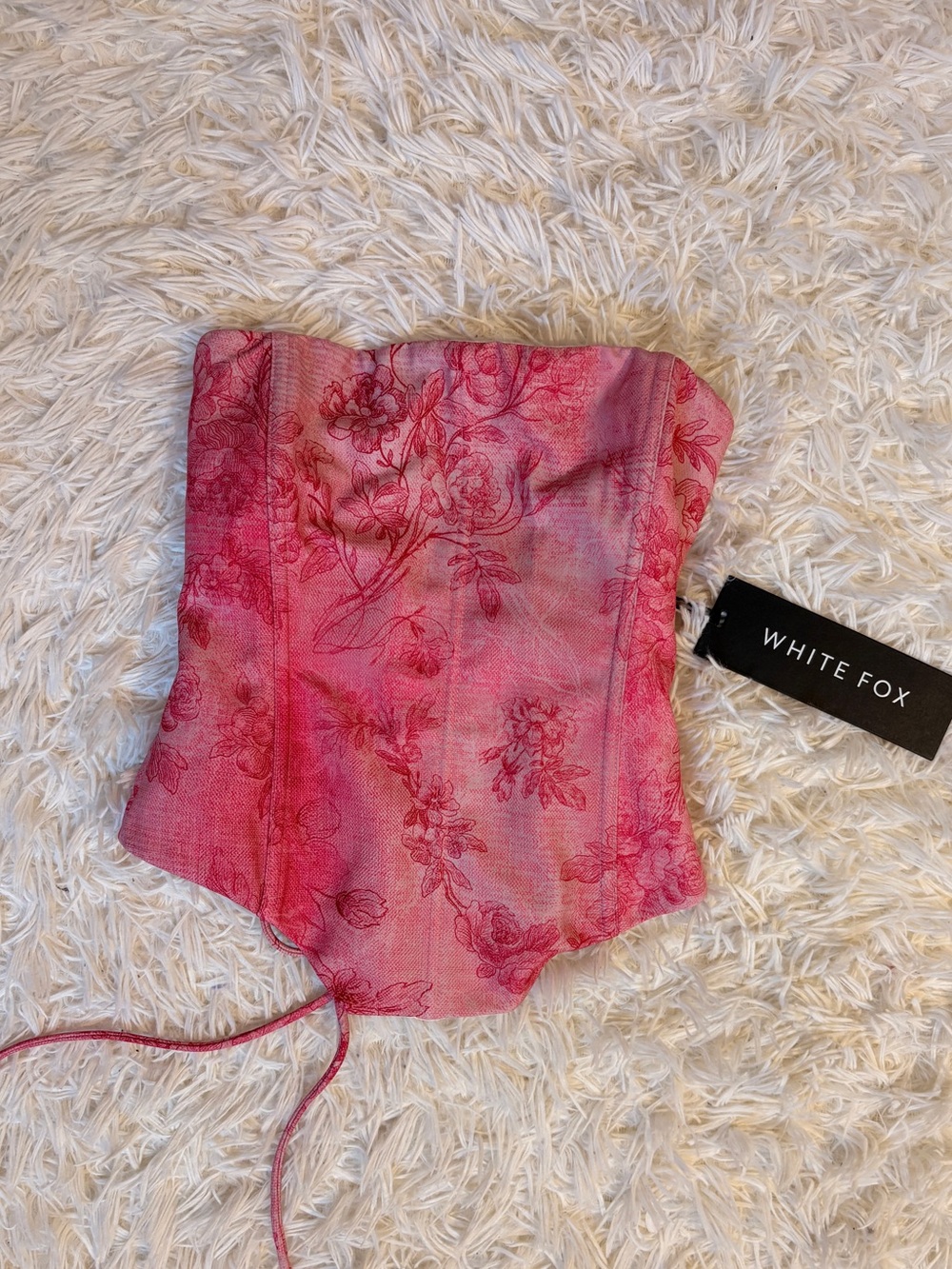 White Fox Pink cropped Corset Top